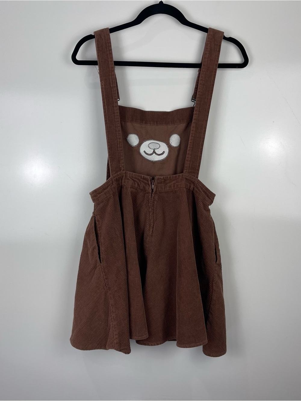 Hot Topic Teddy Bear Corduroy Overall Skirt Size Small Brown Grunge Emo Alt Girl - Picture 3 of 9